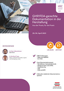 GMP-/FDA-gerechte Dokumentation in der Herstellung (D 1) - Live Online Seminar