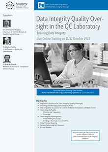 Data Integrity Quality Oversight in the QC Laboratory AND Case Studies: Audit Trail Review for CDS/Laboratory Systems - Live Online Training