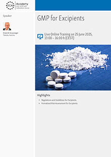 GMP for Excipients - Live Online Training