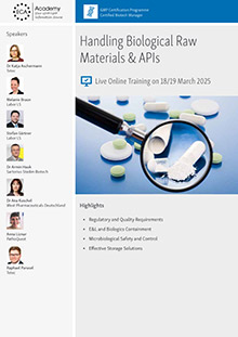 Handling biological Raw Materials & APIs - Live Online Training