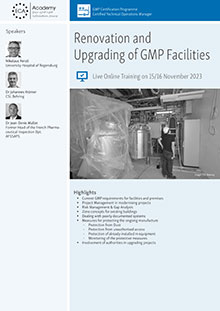 Renovation and Upgrading of GMP Facilities - Live Online Training