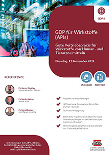 GDP für Wirkstoffe (APIs) (GDP 4) - Live Online Seminar