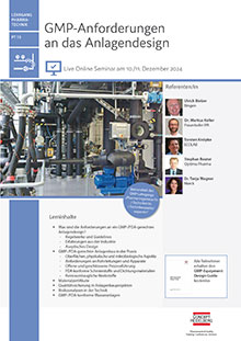 GMP-Anforderungen an das Anlagendesign (PT 15) - Live Online Seminar