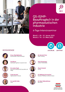 QS-/GMP-Beauftragte/r in der pharmazeutischen Industrie -  Block I (QS 5) - Live Online Seminar