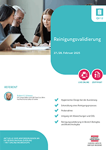 Reinigungsvalidierung (QV 12) - Live Online Seminar