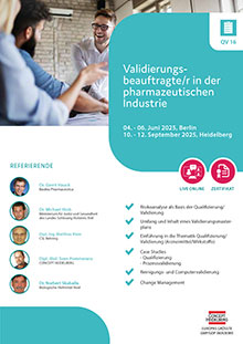 Validierungsbeauftragte/r in der pharmazeutischen Industrie (QV 16)