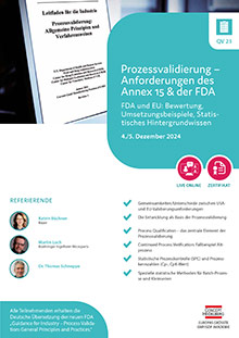 Prozessvalidierung - Anforderungen des Annex 15 und der FDA (QV 23) - Live Online Seminar